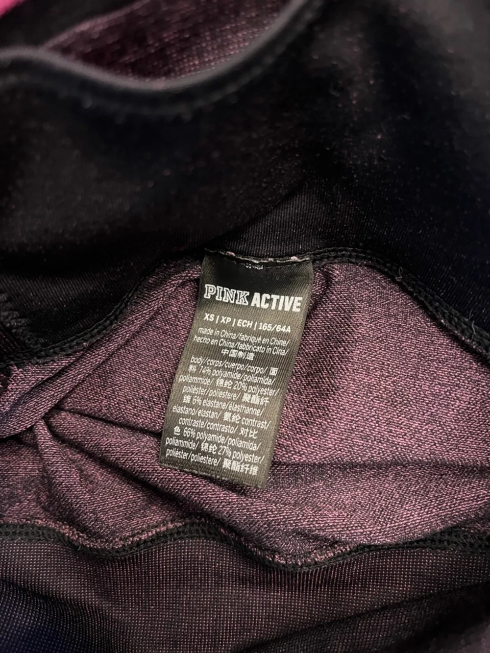 PINK Active Black & Pink Leggings XS Preowned Good Condition - Picture 6 of 9